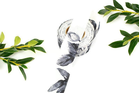 Cream and Gray Blue Embossed Cloque Crepe Georgette Woven Bias Tape 1.25 inches width x 12 yards