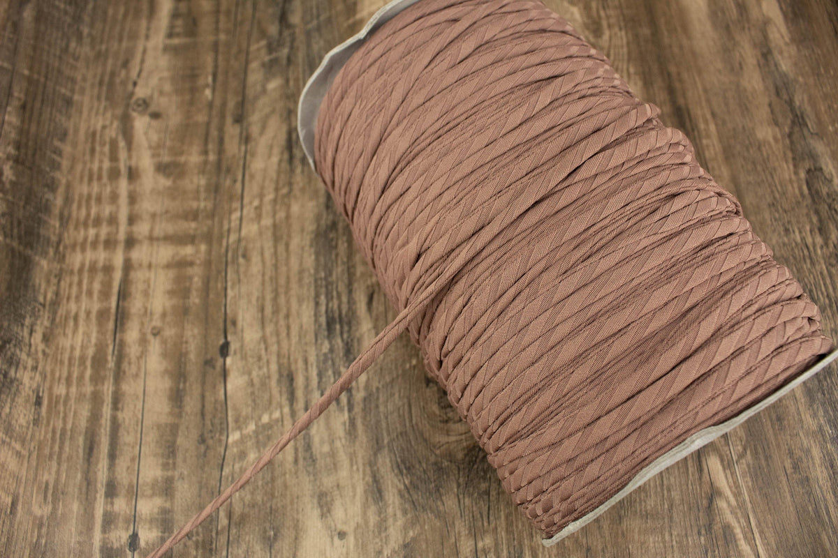 Brown Rib Knit Trim Spaghetti Straps Hollow Tube Tubular Trim 1/4 inch width x 5 yards - Felinus Fabrics