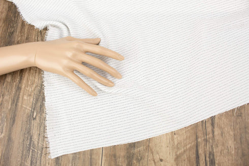 Off White and Black Pinstripe Double Crepe Woven Fabric by the yard ATW00143R