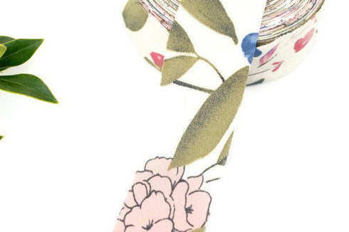 Cream Floral Polyester Crepe Georgette Woven Bias Tape 1.25 inches width x 16 yards