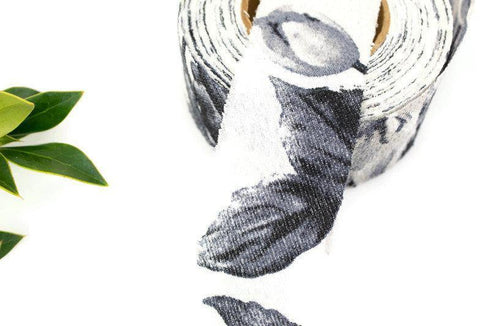 Cream and Gray Blue Embossed Cloque Crepe Georgette Woven Bias Tape 1.25 inches width x 12 yards