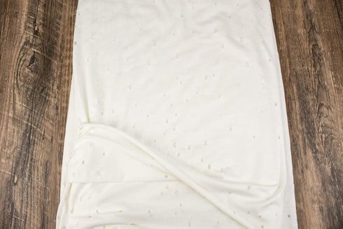 Off White Lasercut Distress Hole Knit Jersey Fabric by the yard ATK00500R