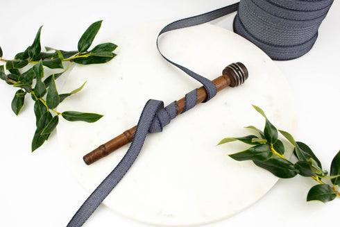 Navy Blue and White Twill Tape Trim Polyester Twill Tape 1/2 inch x 5 yards ATN01046