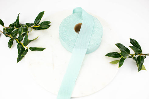 Mint Crinkle Georgette Woven Bias Tape Binding Tape Trim 1-3/8 inches width x 35 yards BST00210