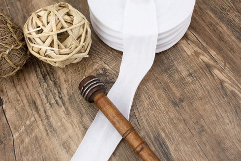 White Fine Rib Knit Jersey Cotton Spandex Bias Tape 1.75 inches width x 40 yards