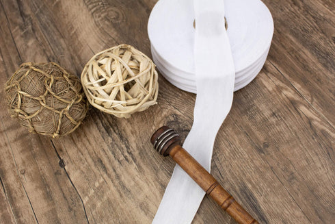 White Fine Rib Knit Jersey Cotton Spandex Bias Tape 1.75 inches width x 40 yards