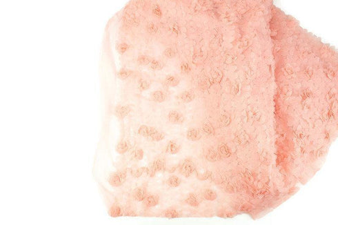 Pink Rosette on Stretch Mesh Fabric 3D Flowers by the yard