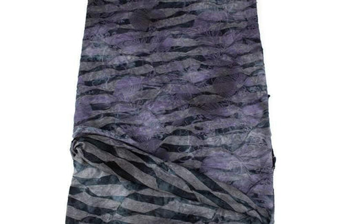Dark Purple and Gray Pleated Tie Dye Burnout Knit Fabric