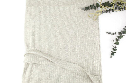 Heather Light Warm Gray Rib Sweater Knit Fabric by the yard