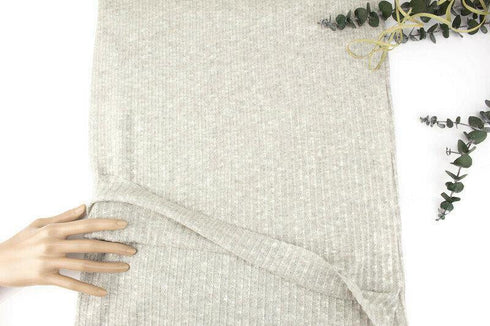 Heather Light Warm Gray Rib Sweater Knit Fabric by the yard