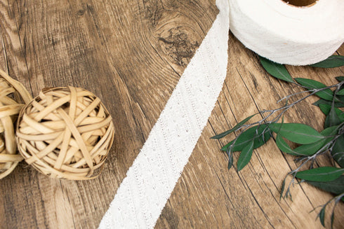 Off White Fancy Stripe Sweater Knit Bias Tape Binding Tape 16 yards