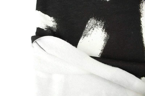 Black and White Alphabet Letters Brushed Fleece Like French Terry Knit by the yard