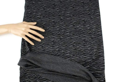 Black and Gray Animal Print Jacquard Sweater Knit Fabric by the yard