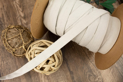 Concrete White Topstitched Twill Trim Straps 14 yards Remnant