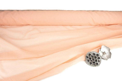 Heather Peach Textured Nub Georgette Woven Fabric by the yard