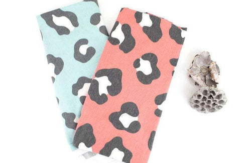 Red and Blue Animal Print Knit Jersey Fabric Remnants 1.25 yards total