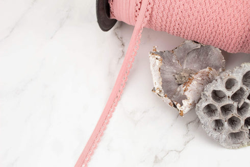 Dark Pink Fancy Picot Elastic Trim Lingerie Trim Half Inch Width x 10 yards