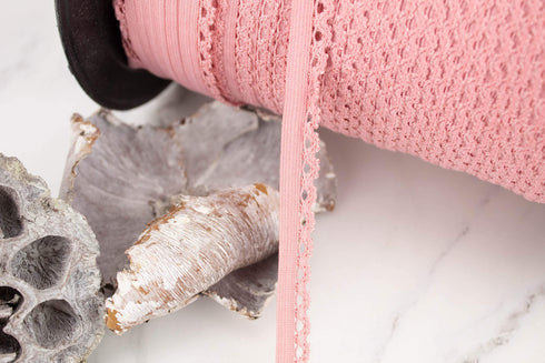 Dark Pink Fancy Picot Elastic Trim Lingerie Trim Half Inch Width x 10 yards