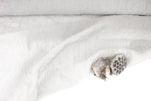 Light Gray Shimmer Narrow Stripe Crinkle Organza Like Light Weight Woven Fabric Designer Fabric Made in Italy by the yard