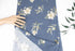 Blue Floral Waffle Thermal Sweater Knit Fabric Remnant 2 yards OSK01122