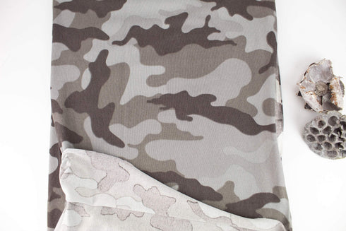 Warm Gray Camouflage Brushed Sweater Knit Fabric Remnant 33 inches length