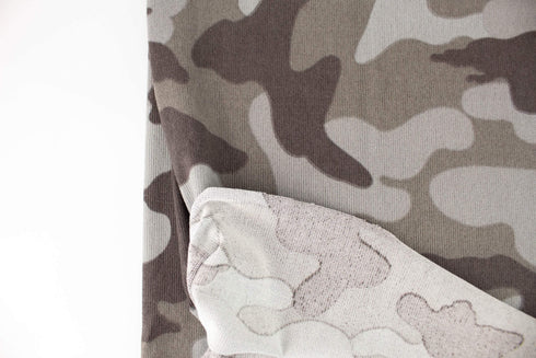 Warm Gray Camouflage Brushed Sweater Knit Fabric Remnant 33 inches length