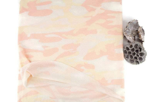 Pink and Yellow Camouflage Thermal Knit Waffle Knit Fabric Remnants 1 yard total (2 half yard pieces)