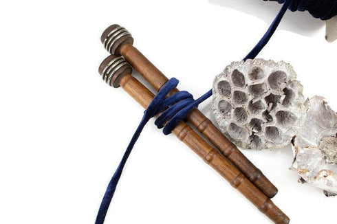 Blue Stretch Velvet Trim Spaghetti Strap Trim Hollow Tube Tubular Trim 10 yards