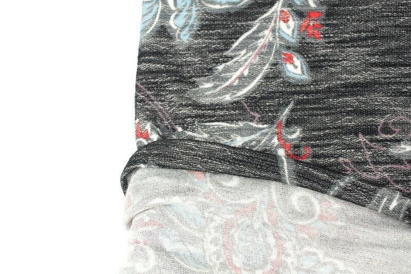 Heather Black Red and Blue Floral Baby French Terry Knit Fabric by the yard - Felinus Fabrics