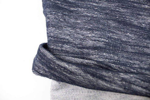 Heather Dark Blue Baby French Terry Knit Fabric by the yard