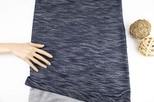 Heather Dark Blue Baby French Terry Knit Fabric by the yard