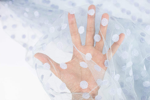 Lavender Blue Polka Dot Vintage Delicate Tulle by the yard