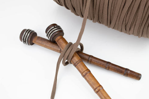 Brown Knit Jersey Trim Spaghetti Straps Hollow Tube Tubular Trim 10 yards