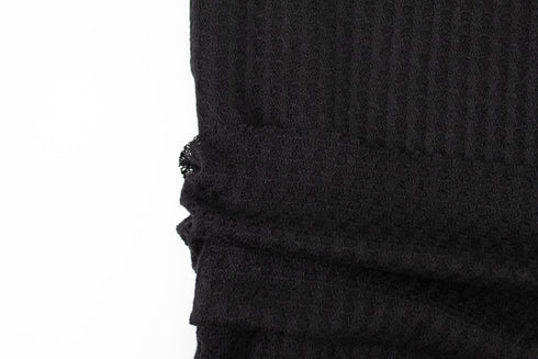 Black Thermal Waffle Sweater Knit Fabric by the yard