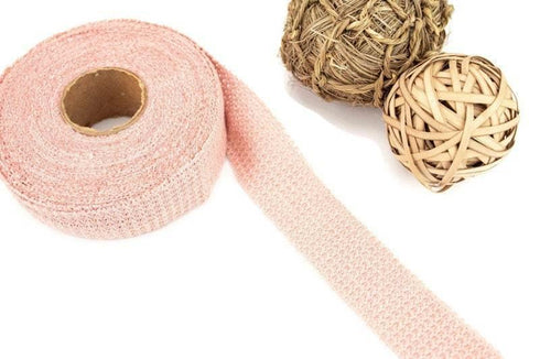 Blush Pink Fancy Open Weave Sweater Knit Bias Tape Binding Tape 1.25 inches width x 12 yards