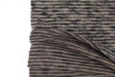 Black and Beige Narrow Stripe Brushed Sweater Knit Fabric by the yard
