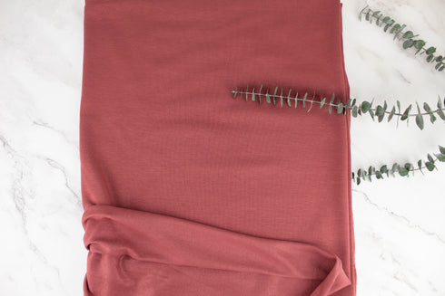 Red Brick Brushed Baby French Terry Fleece Knit Fabric by the yard