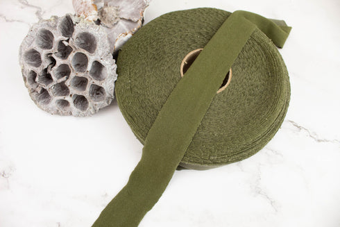 Olive Green Knit Jersey Bias Tape 1.25 inches width x 30 yards