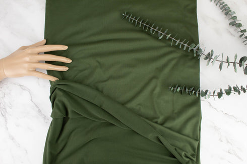 Olive Green Double Brushed Polyester Knit Fabric by the yard