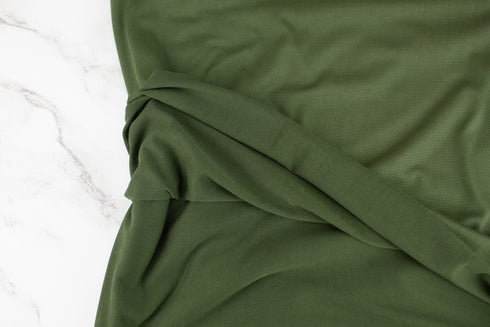 Olive Green Double Brushed Polyester Knit Fabric by the yard