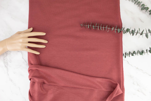 Red Brick Brushed Baby French Terry Fleece Knit Fabric by the yard