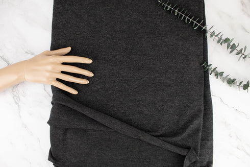 Dark Gray Brushed Fleece Like Sweater Knit Fabric by the yard