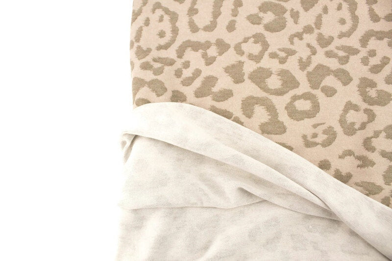 Beige Animal Print Sweater Knit Fabric Remnant 1.25 yards