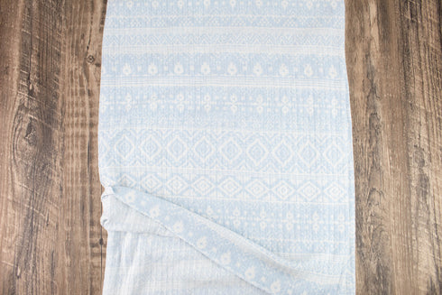 Light Blue and Off White Tribal Print Rib Sweater Knit Fabric 3 yard
