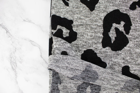 Heather Black and Gray Animal Print Open Weave Sweater Knit Fabric 1 yard and 30 inches length