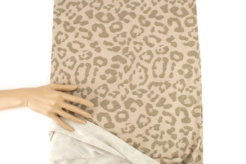Beige Animal Print Sweater Knit Fabric Remnant 1.25 yards