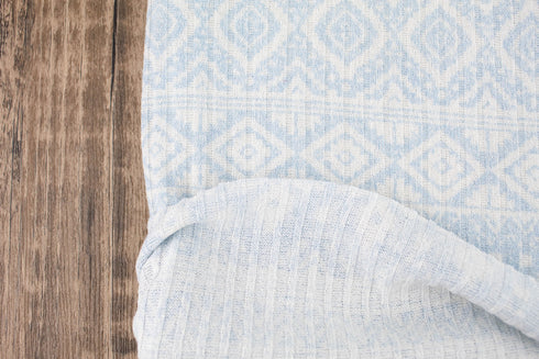 Light Blue and Off White Tribal Print Rib Sweater Knit Fabric 3 yard