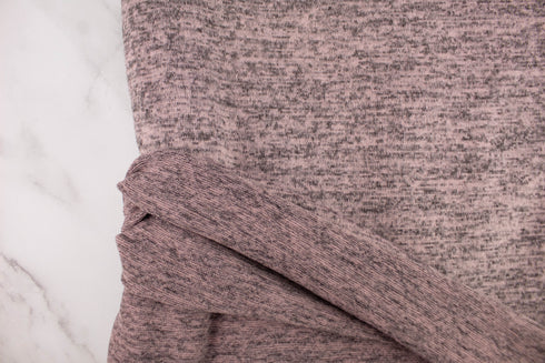 Heather Mauve Pink and Gray Lightly Brushed Hacci Sweater Knit Fabric by the yard