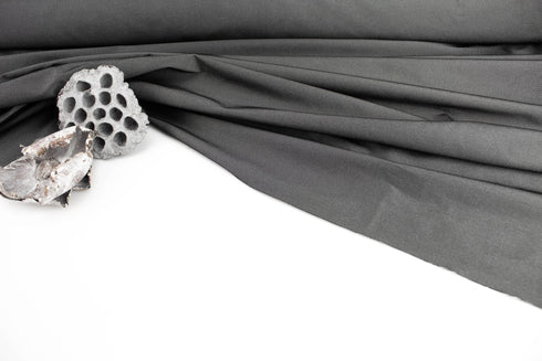 Silver Gray Metallic Stretch Woven Fabric Made in France by the yard Designer Fabric