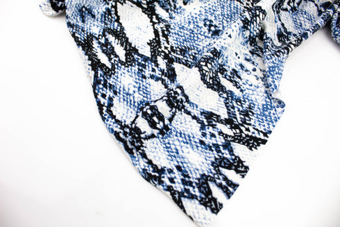 Blue Snakeskin Print Brushed Polyester Spandex Knit Jersey Fabric by the yard